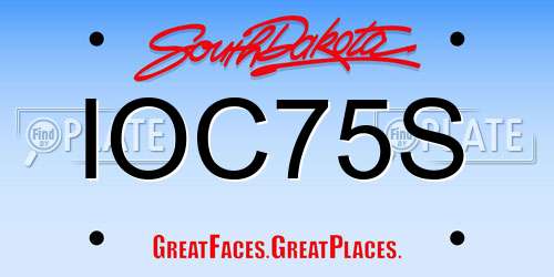 IOC75S South Dakota License Plate