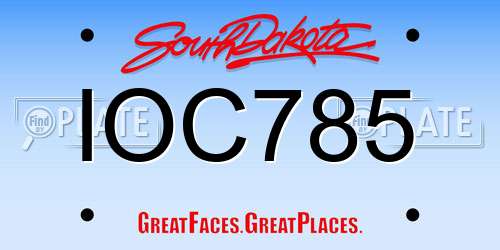 IOC785 South Dakota License Plate