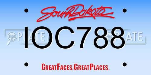 IOC788 South Dakota License Plate