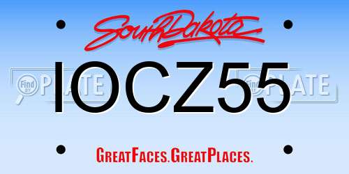 IOCZ55 South Dakota License Plate