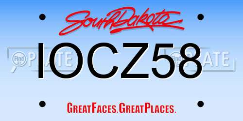 IOCZ58 South Dakota License Plate