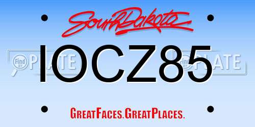 IOCZ85 South Dakota License Plate