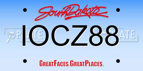 IOCZ88 South Dakota License Plate