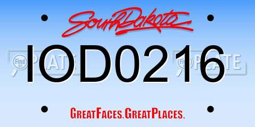 IOD0216 South Dakota License Plate