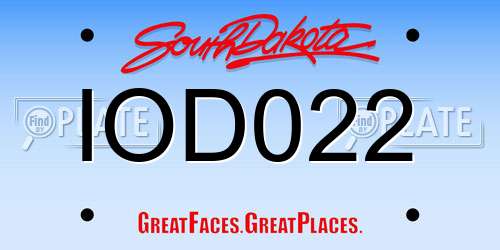 IOD022 South Dakota License Plate