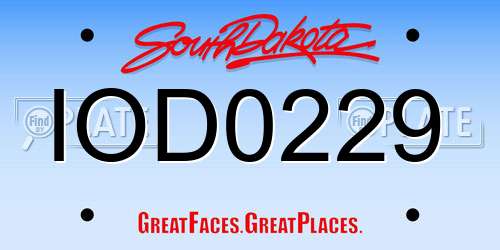 IOD0229 South Dakota License Plate