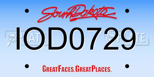 IOD0729 South Dakota License Plate