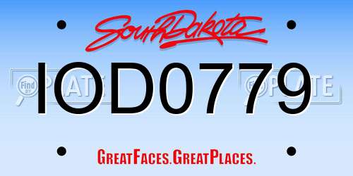 IOD0779 South Dakota License Plate