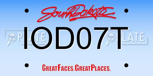 IOD07T South Dakota License Plate