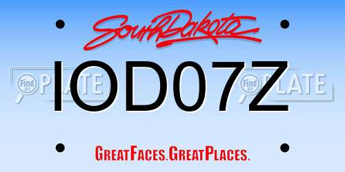 IOD07Z South Dakota License Plate