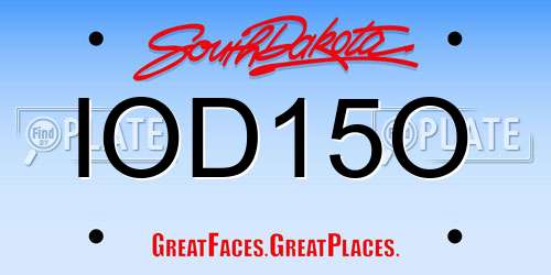 IOD15O South Dakota License Plate