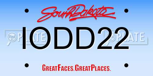 IODD22 South Dakota License Plate