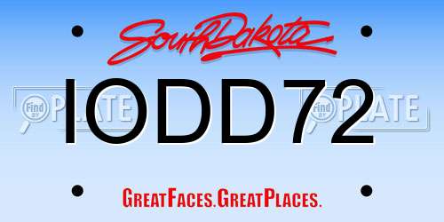 IODD72 South Dakota License Plate