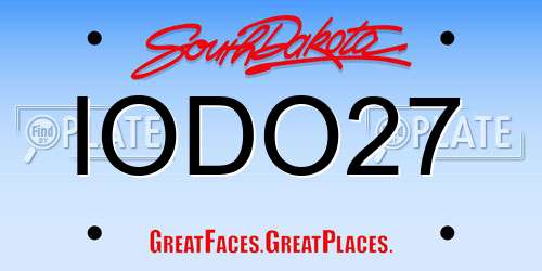 IODO27 South Dakota License Plate
