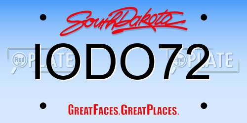 IODO72 South Dakota License Plate
