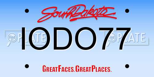 IODO77 South Dakota License Plate