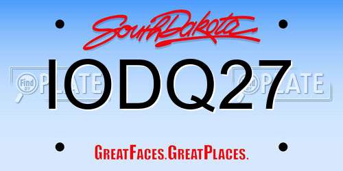 IODQ27 South Dakota License Plate