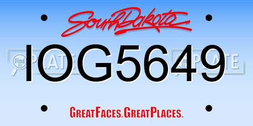 IOG5649 South Dakota License Plate
