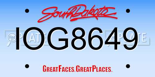 IOG8649 South Dakota License Plate