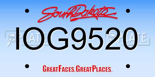 IOG9520 South Dakota License Plate