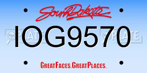 IOG9570 South Dakota License Plate