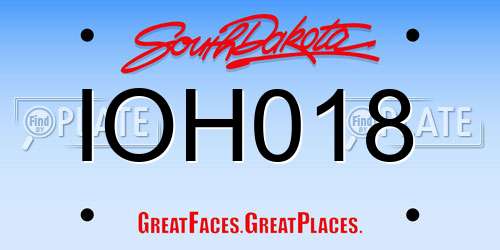 IOH018 South Dakota License Plate