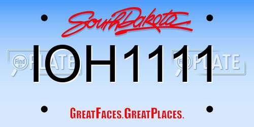 IOH1111 South Dakota License Plate