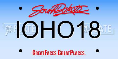 IOHO18 South Dakota License Plate