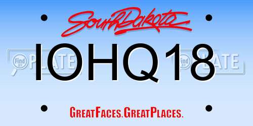 IOHQ18 South Dakota License Plate