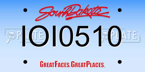 IOI0510 South Dakota License Plate