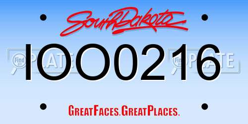 IOO0216 South Dakota License Plate