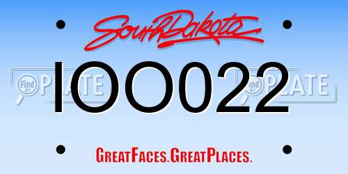 IOO022 South Dakota License Plate