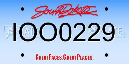 IOO0229 South Dakota License Plate