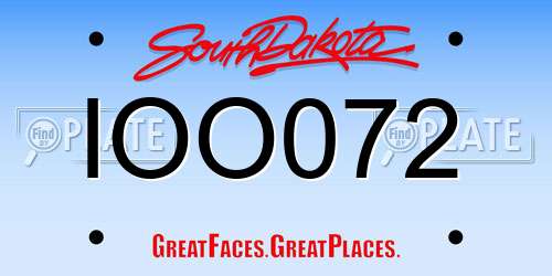 IOO072 South Dakota License Plate