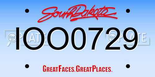 IOO0729 South Dakota License Plate