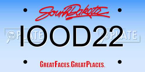 IOOD22 South Dakota License Plate