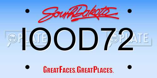 IOOD72 South Dakota License Plate