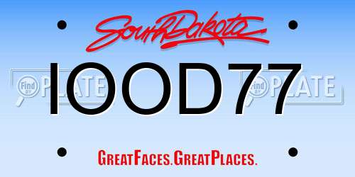 IOOD77 South Dakota License Plate