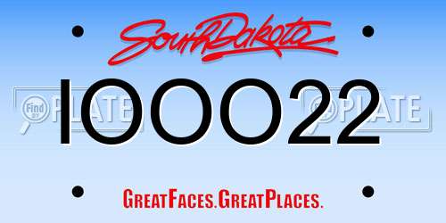 IOOO22 South Dakota License Plate