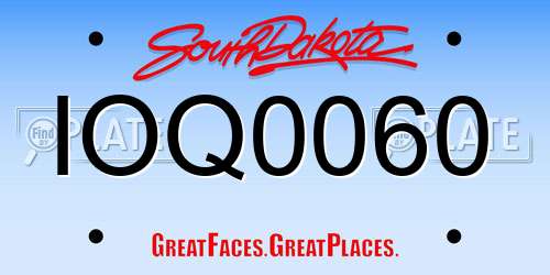 IOQ0060 South Dakota License Plate