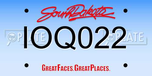IOQ022 South Dakota License Plate