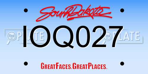 IOQ027 South Dakota License Plate