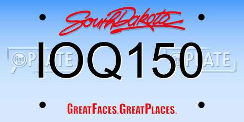 IOQ150 South Dakota License Plate