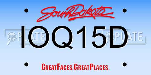 IOQ15D South Dakota License Plate