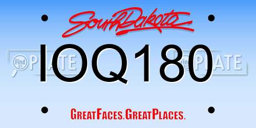 IOQ180 South Dakota License Plate