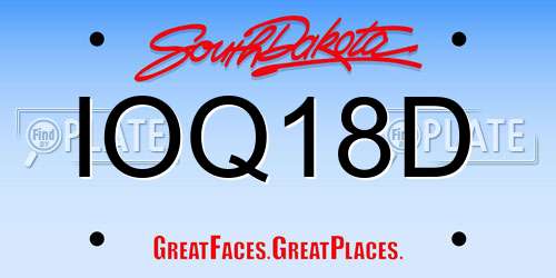 IOQ18D South Dakota License Plate