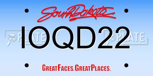 IOQD22 South Dakota License Plate