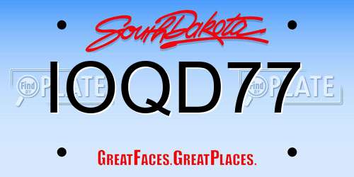 IOQD77 South Dakota License Plate