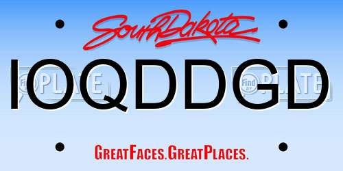 IOQDDGD South Dakota License Plate