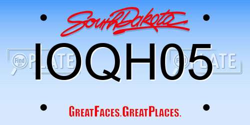 IOQH05 South Dakota License Plate